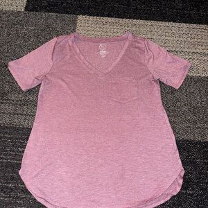 24/7 Comfort Apparel Heathered Mauve V-Neck Top